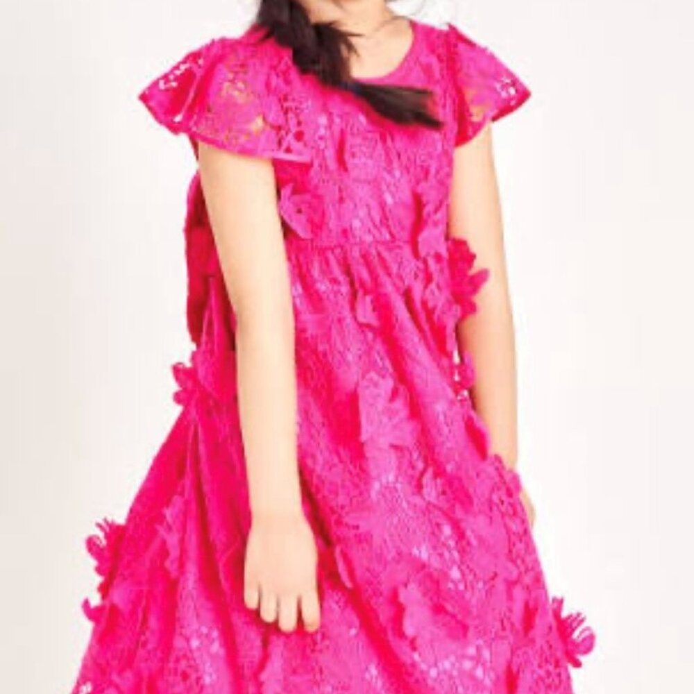 NEW NWT LOVESHACKFANCY GIRLS NANCY DRESS IN FUSCHIA PINK SIZE 7/8 $295